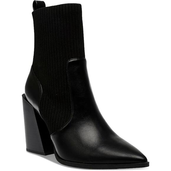 Wild Pair Shoes - NEW Wild Pair Trinityy Pointed-Toe Pull-On Knit Dress Booties Black Smooth 8.5M